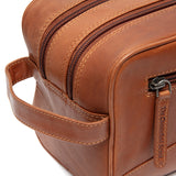 Trousse de toilette en cuir Chesterfield-Stacey Cognac
