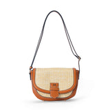 Sac à main à bandoulière en paille Venise Cognac